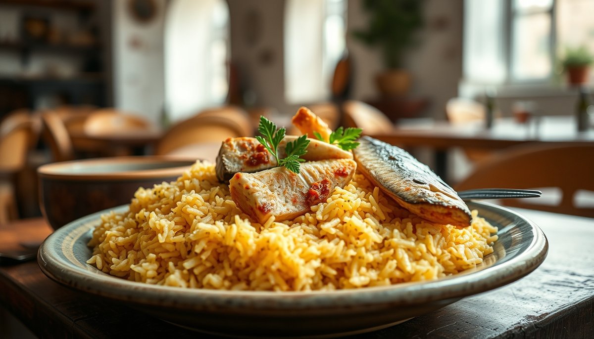 Caldero tabarquino tradicional con arroz meloso y pescado fresco del Mediterráneo