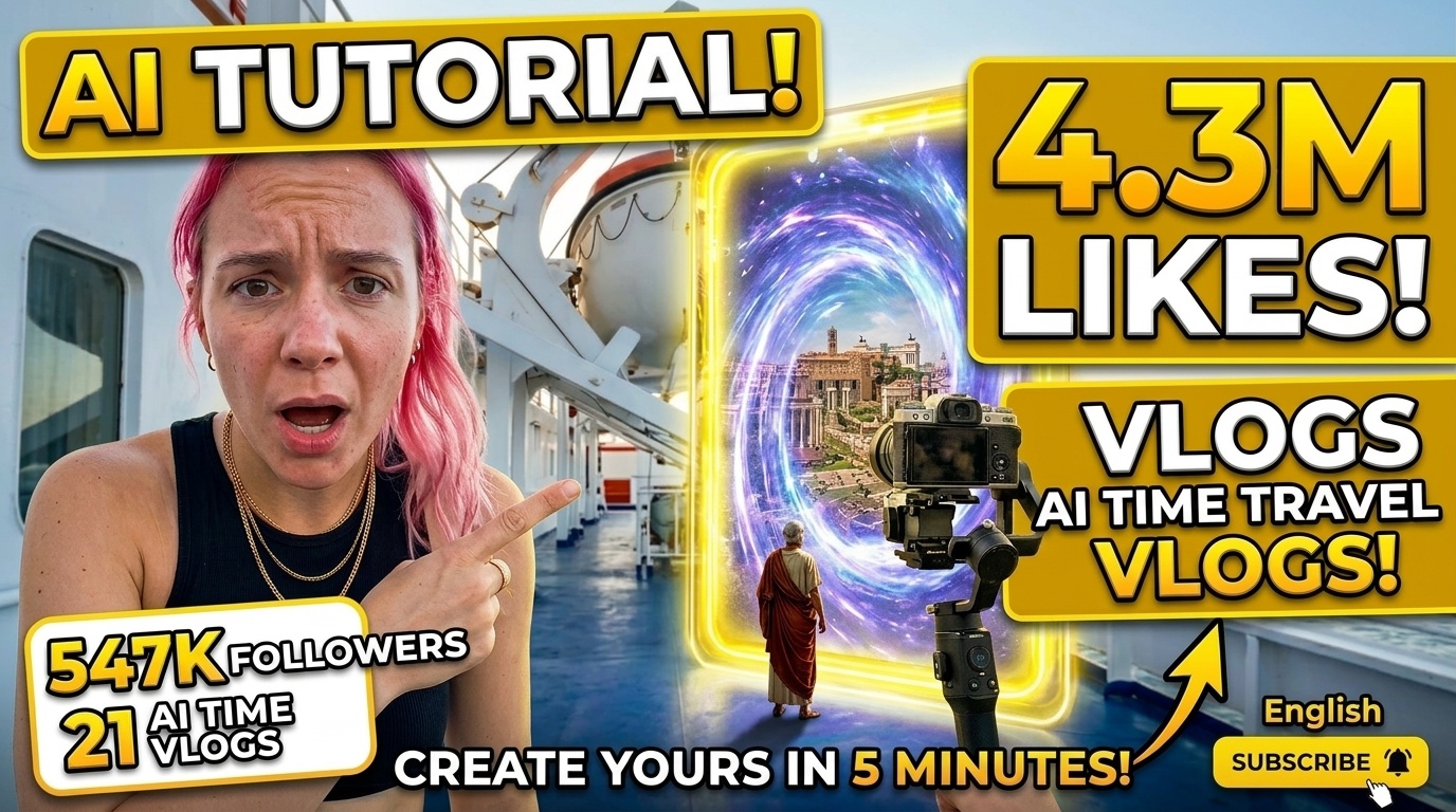 AI Time Travel: modern influencer in historical setting generated with AI