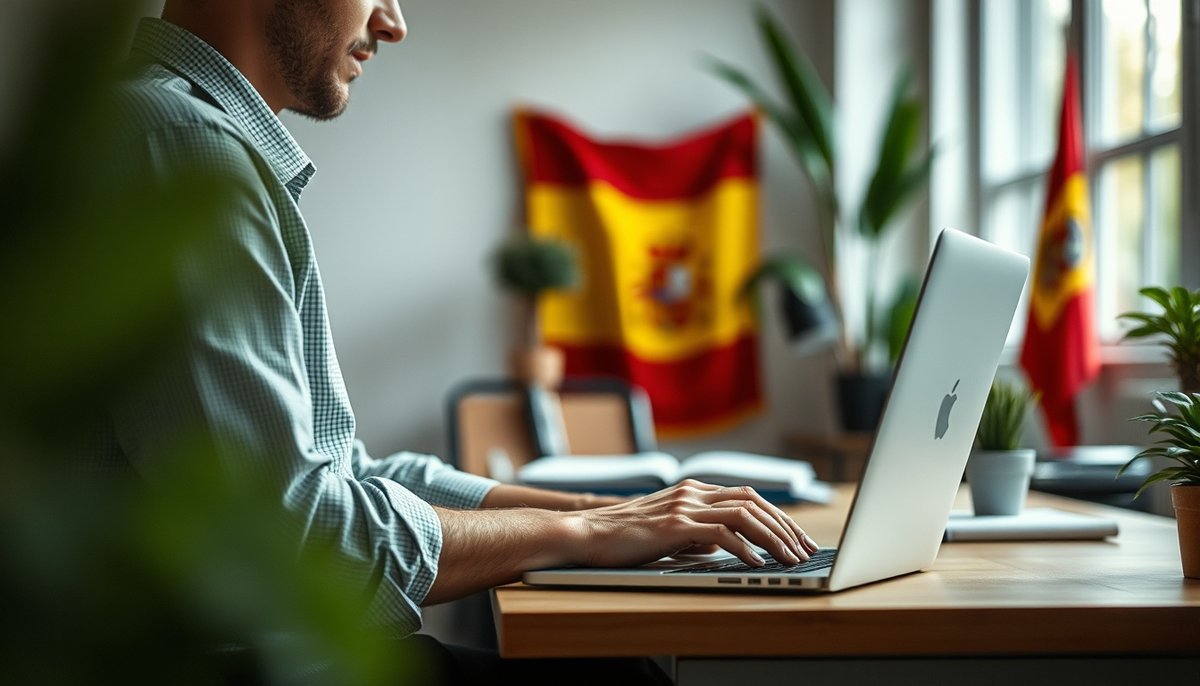 Emprendedor español usando generador de logos con interfaz en español