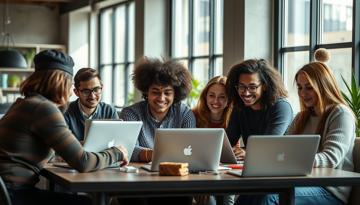Jóvenes emprendedores trabajando en planes de negocio para solicitar préstamos ENISA