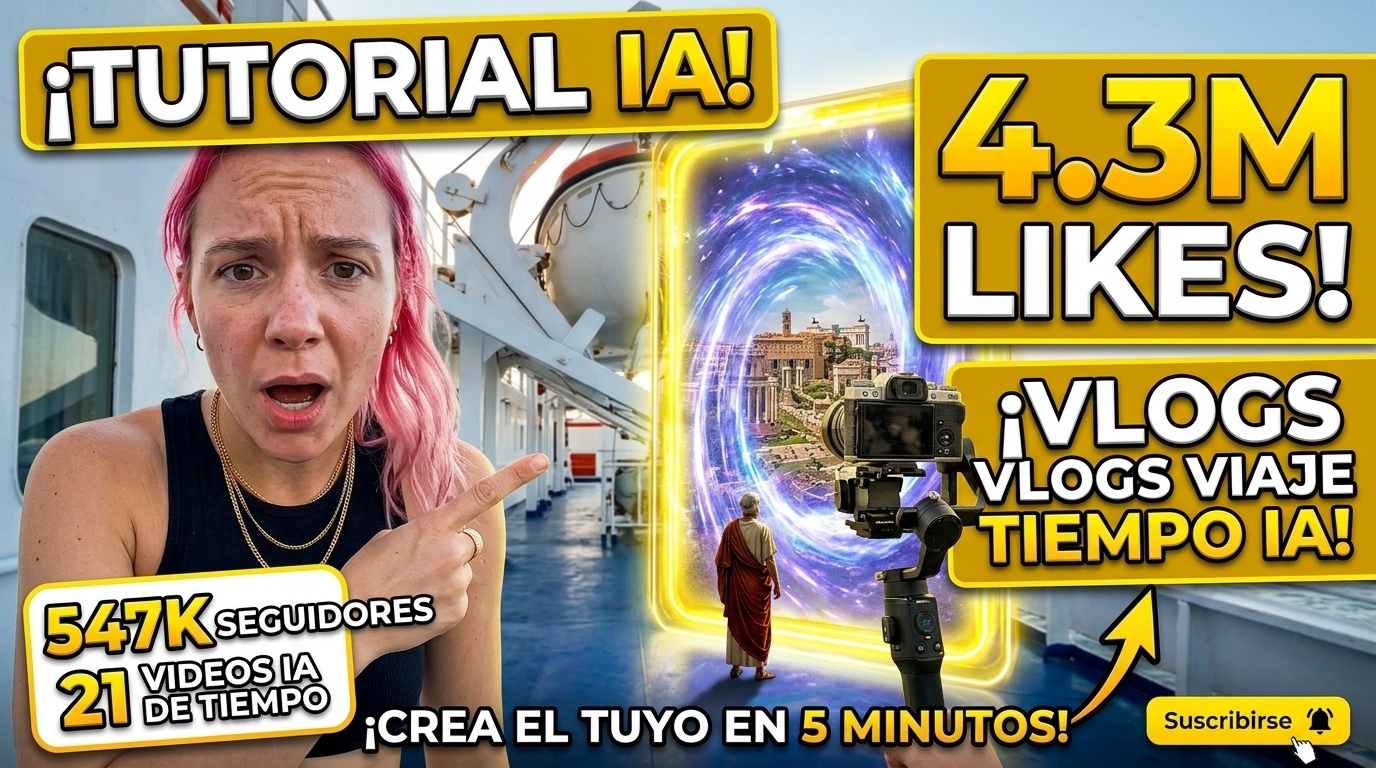 AI Time Travel: cómo una cuenta con 21 vídeos consigue 547K seguidores viajando en el tiempo con IA