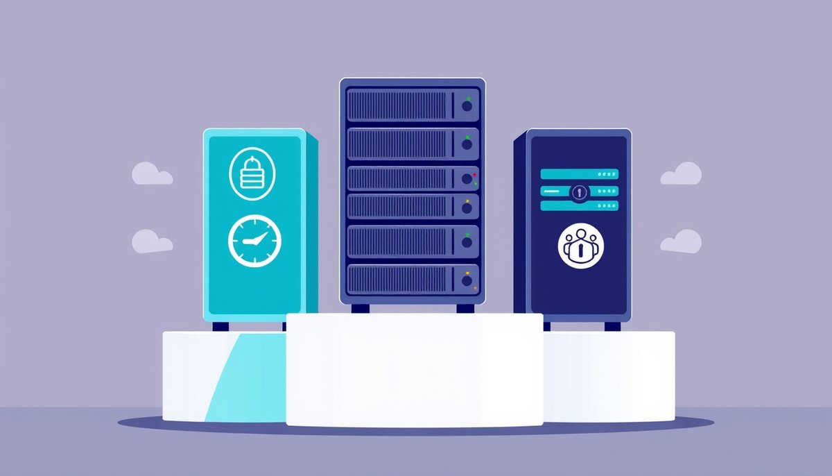 Comparativa proveedores hosting en podio con características de velocidad y seguridad