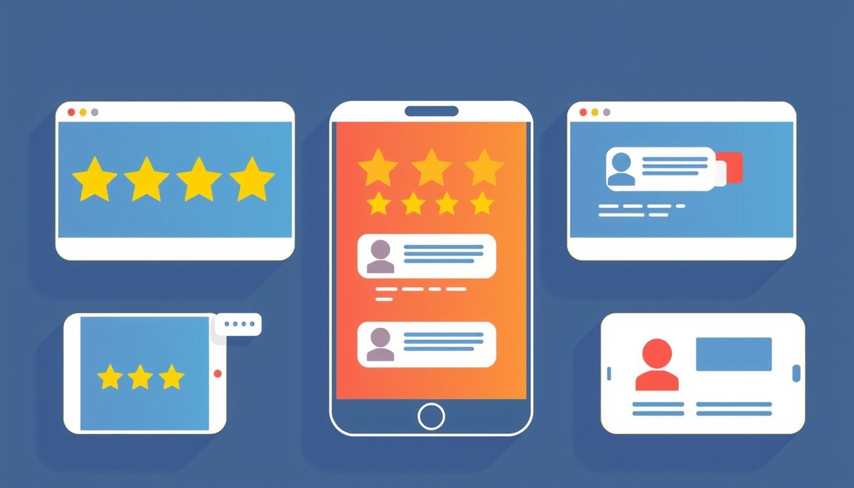 Sistema de management de reseñas mostrando ratings, respuestas profesionales y feedback de customers Gestión de reseñas online con respuestas a comentarios positivos y negativos de clientes