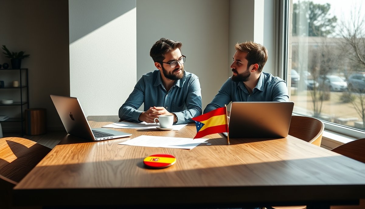 Empresarios comparando crear startup en España vs Estados Unidos con documentos legales
