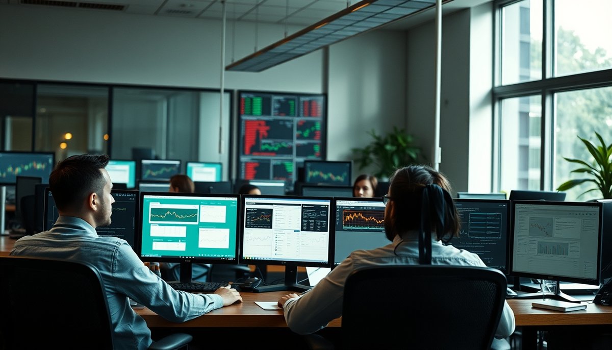 Analistas fondo inversión evaluando startups con herramientas financieras y data rooms múltiples