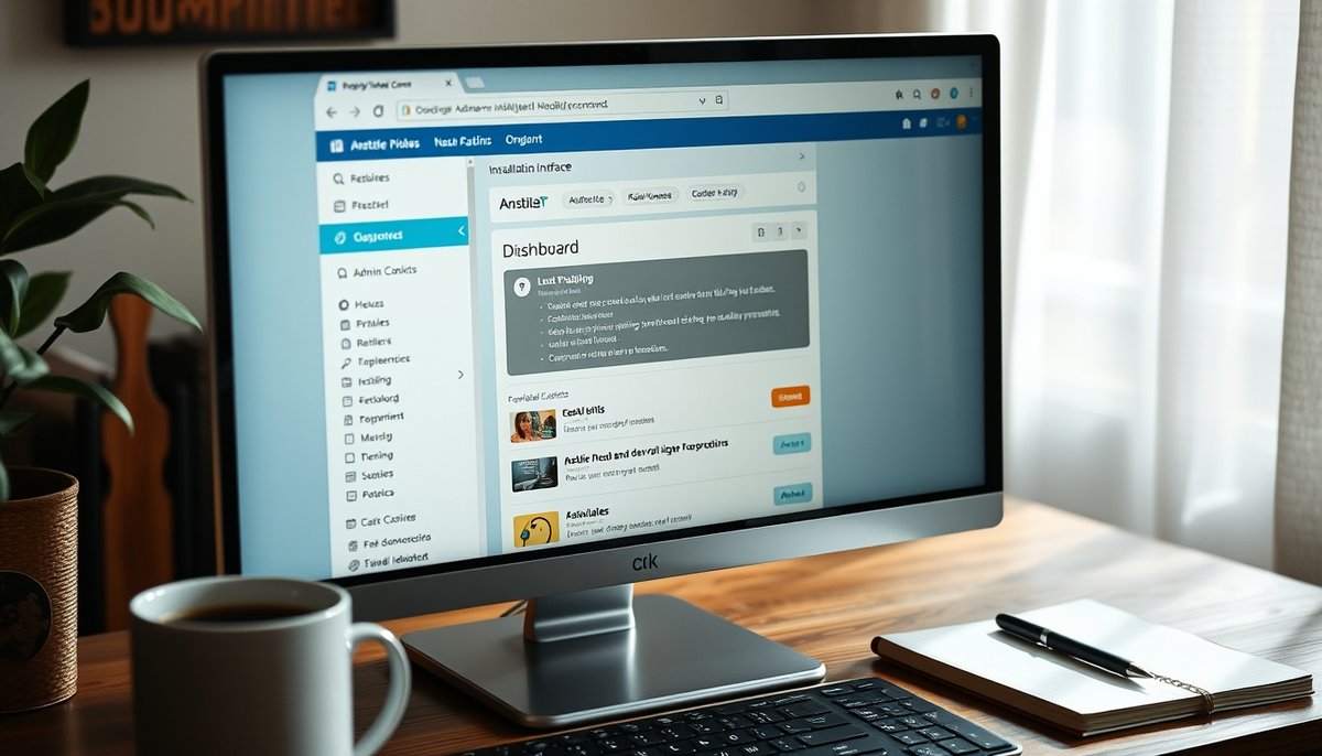 Interface de administración WordPress con proceso de instalación de temas, mostrando opciones gratuitas y premium disponibles para activar Dashboard WordPress admin mostrando instalación temas gratuitos y premium