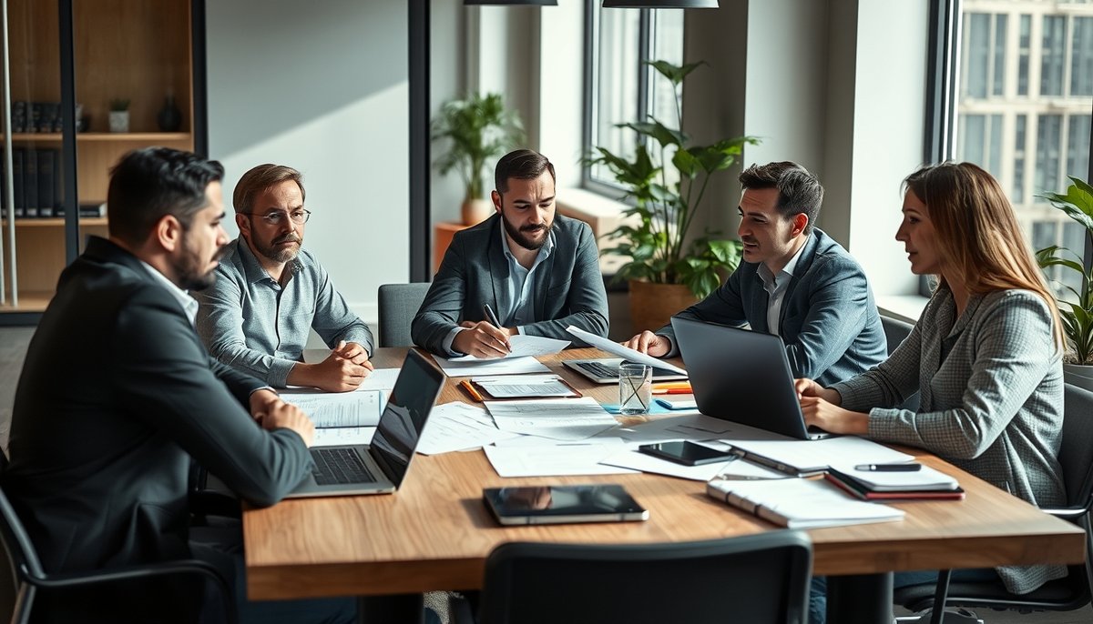 Reunión consultiva Nexen Capital con fundadores startup oficina moderna