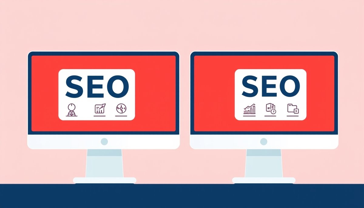 Comparación visual entre plataformas SEMrush y Ahrefs con interfaces distintivas