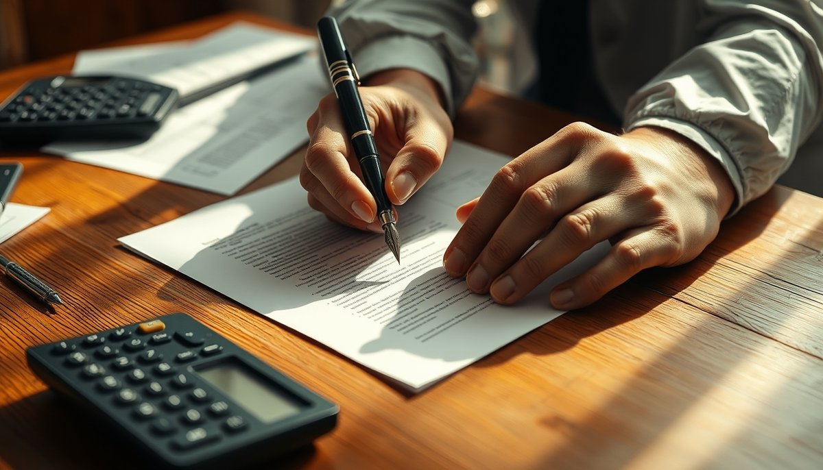 Firma de documentos oficiales de préstamo participativo ENISA con pluma estilográfica