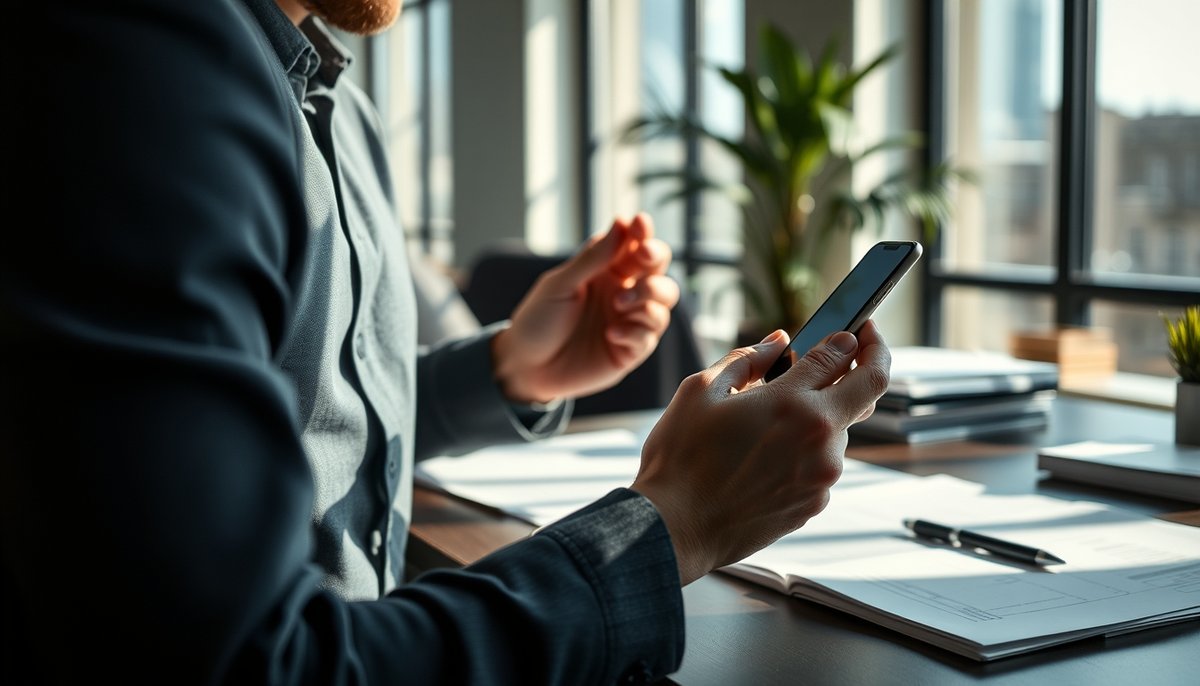 Emprendedor practicando pitch telefónico para presentar startup a inversores