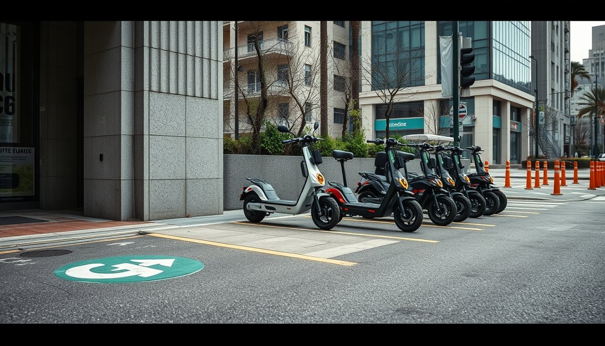 Zona de aparcamiento regulado para patinetes eléctricos en ciudad española