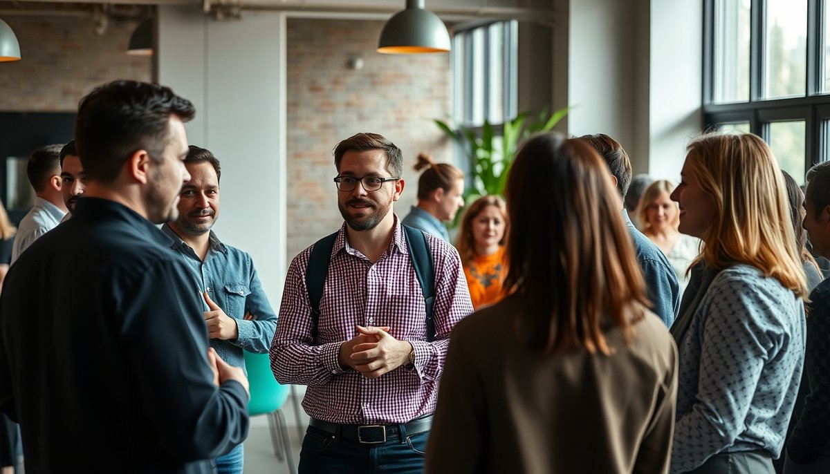 Networking emprendedores españoles compartiendo experiencias startup