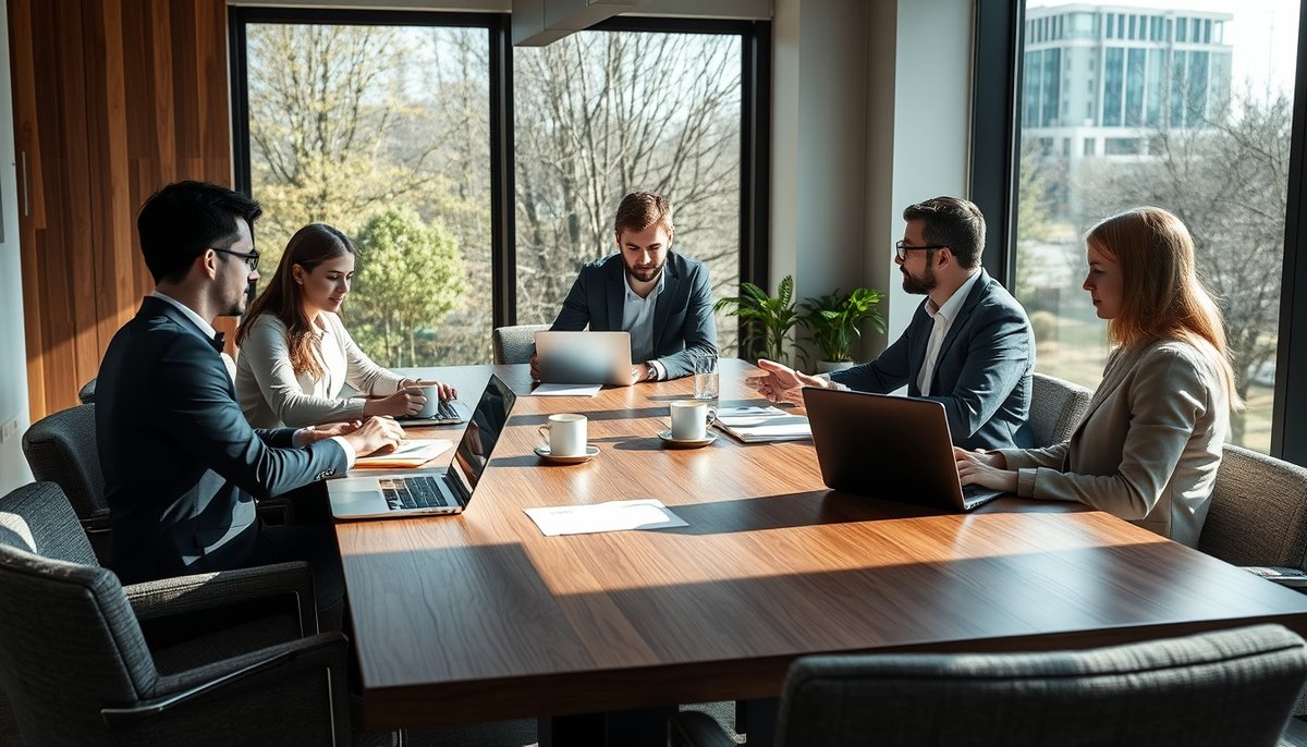Reunión consultoría Nexen Capital con fundadores startup analizando documentos inversión