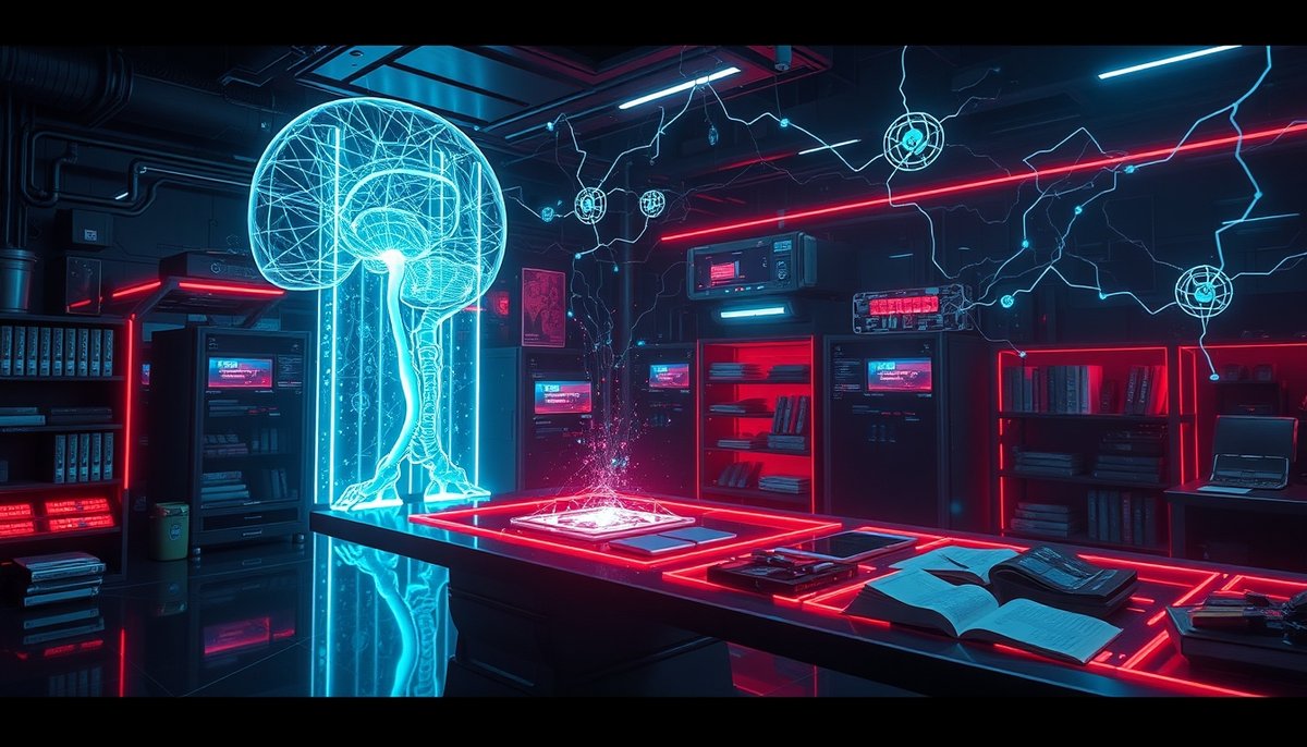 Entorno educativo con IA y aprendizaje adaptativo mediante hologramas de neón