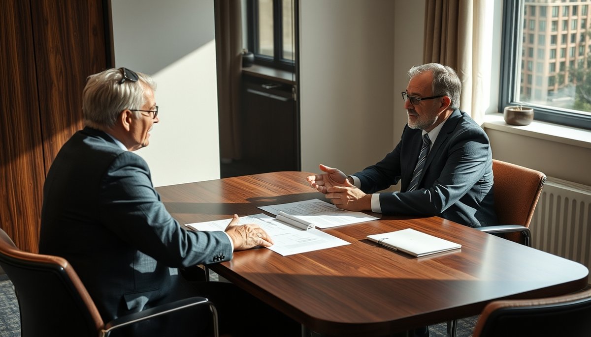Reunión profesional entre abogado penalista y cliente en despacho de Madrid para asesoramiento en defensa criminal Consulta abogado penalista con cliente en despacho Madrid asesoramiento legal