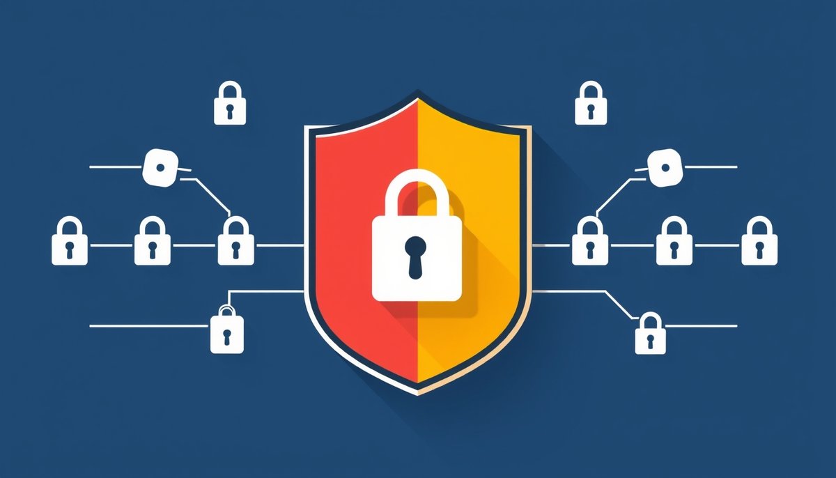 Escudo privacidad con candados y lista seguridad apps intimidad