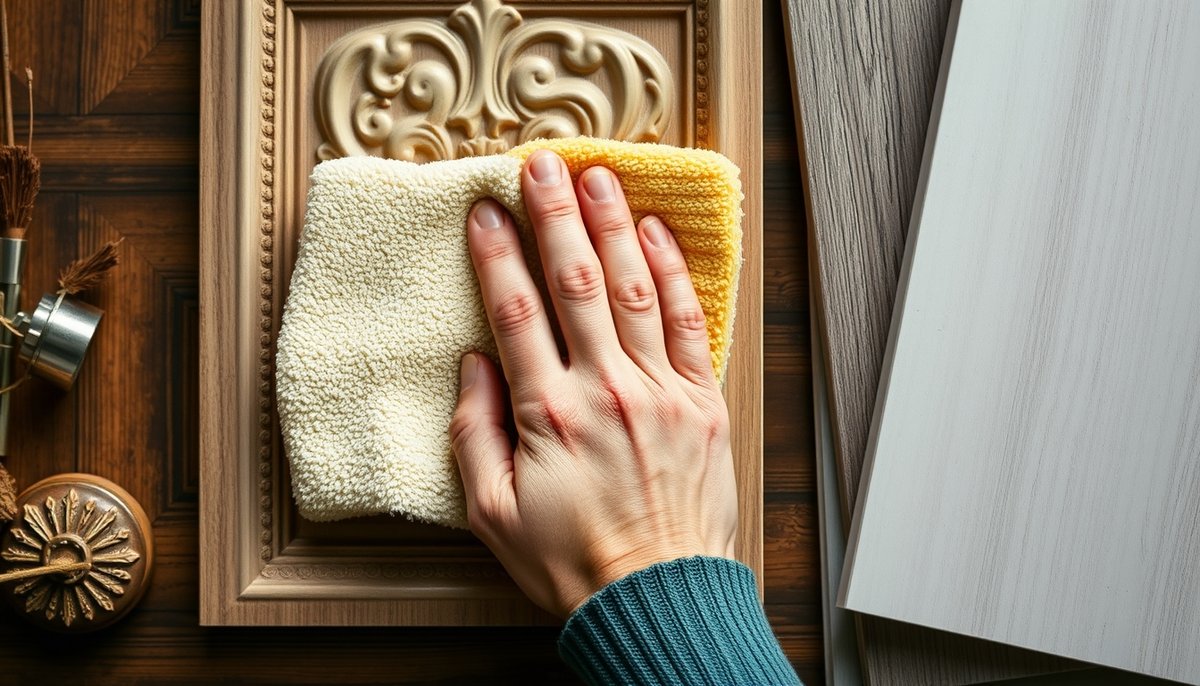 Limpieza y mantenimiento de paneles decorativos con paño de microfibra