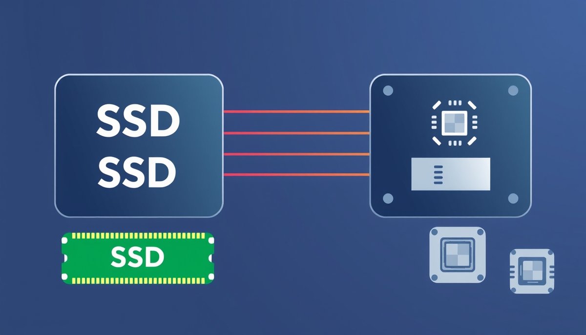 Discos SSD NVMe vs tradicionales mostrando velocidad y recursos de almacenamiento web