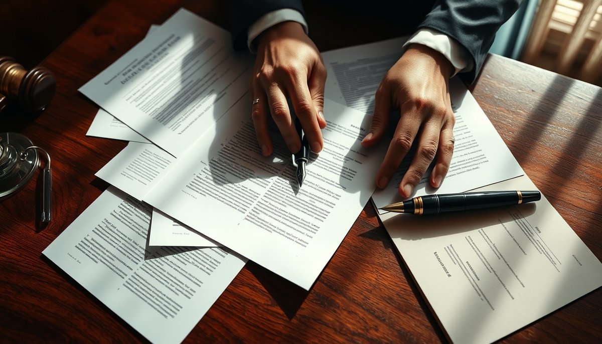 Análisis detallado de documentos del Código Penal español por abogado penalista especializado en defensa criminal Manos revisando documentos Código Penal español en mesa despacho abogados