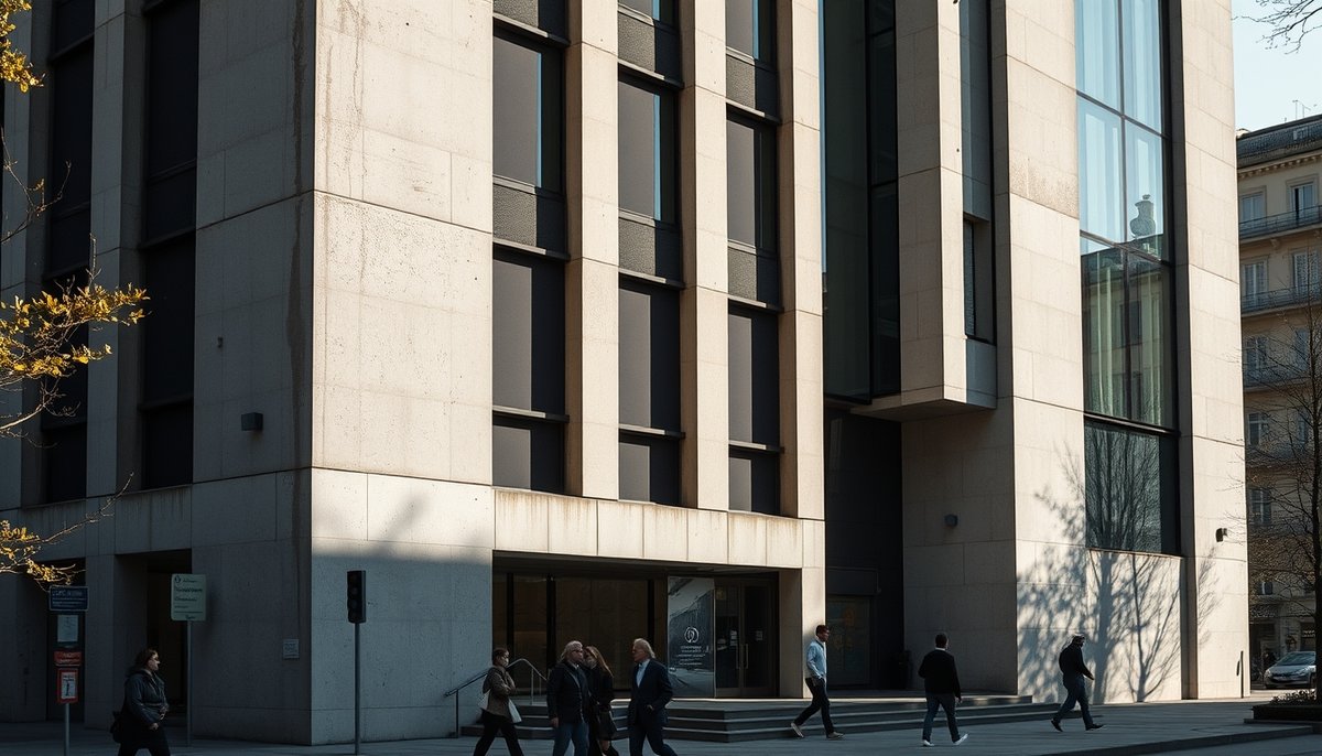 Edificio sede ENISA Madrid con fachada moderna y entrada principal en día soleado