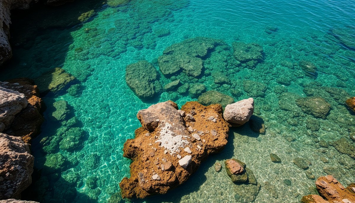 Cala del Francés en Tabarca con aguas cristalinas y praderas de posidonia