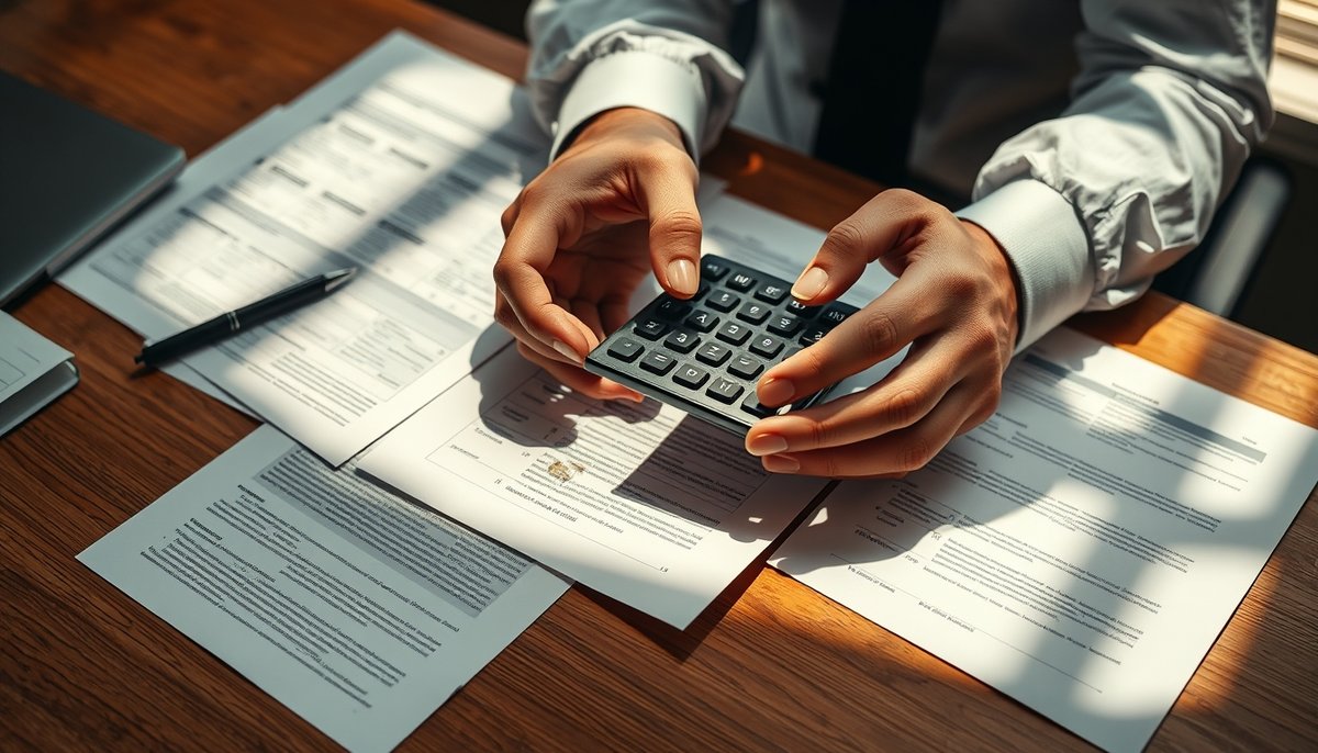 Calculadora y documentos financieros con cálculos de conversión para financiación startup