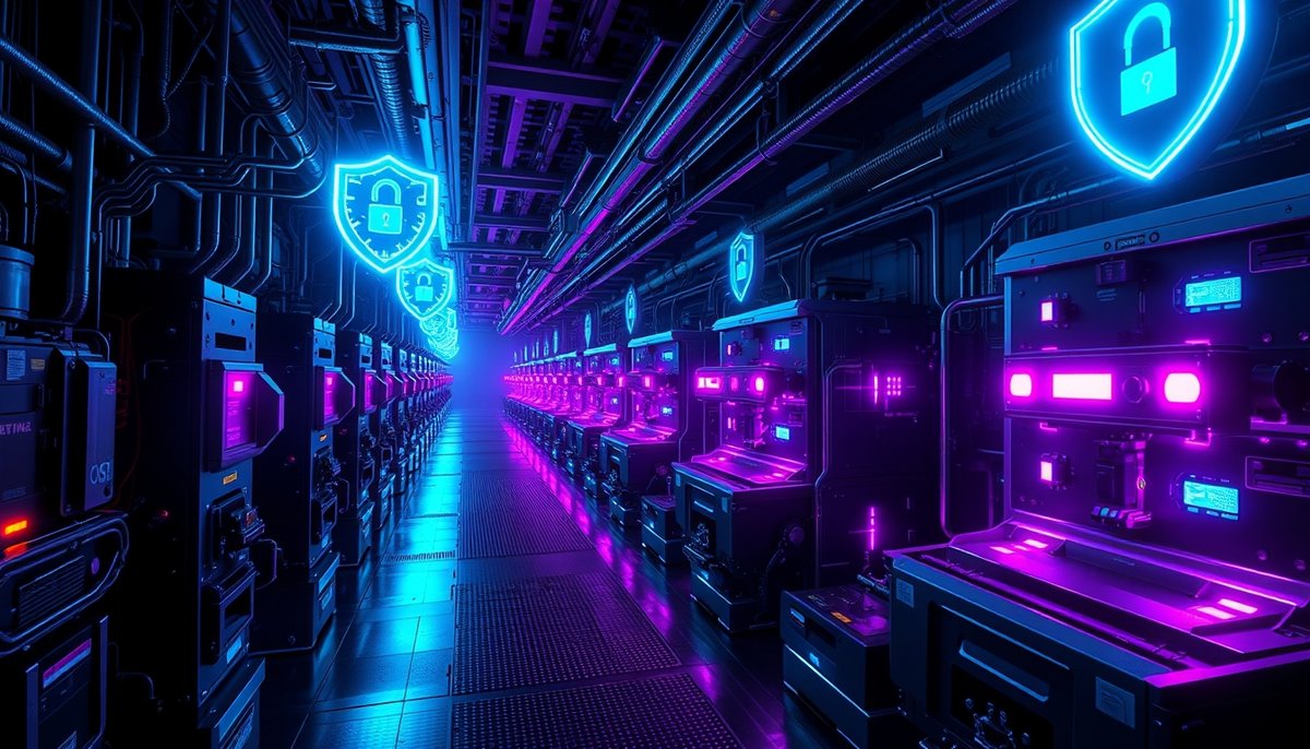 Minería Bitcoin: instalación high-tech con ASICs y escudos criptográficos