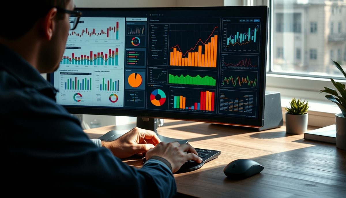 Analista trabajando con Tableau creando visualizaciones interactivas de datos