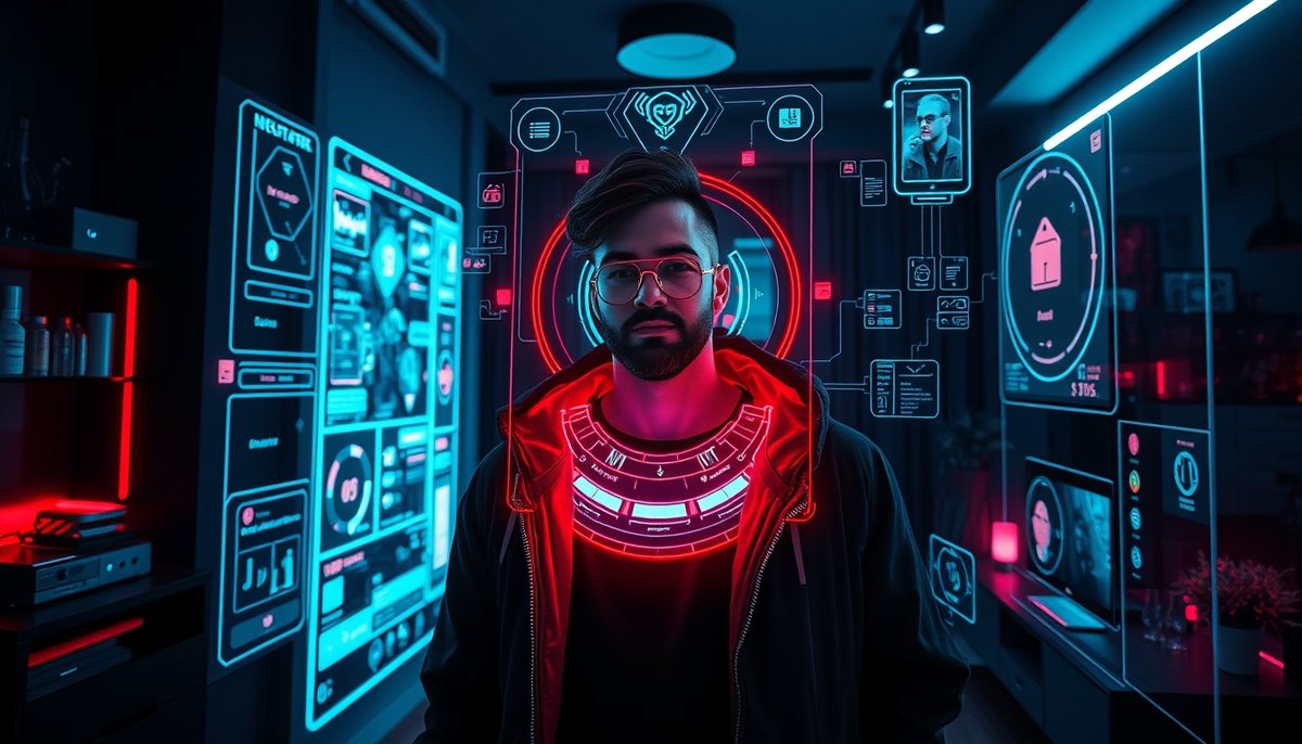 Beneficios de la automatización IA en la vida diaria con indicadores holográficos