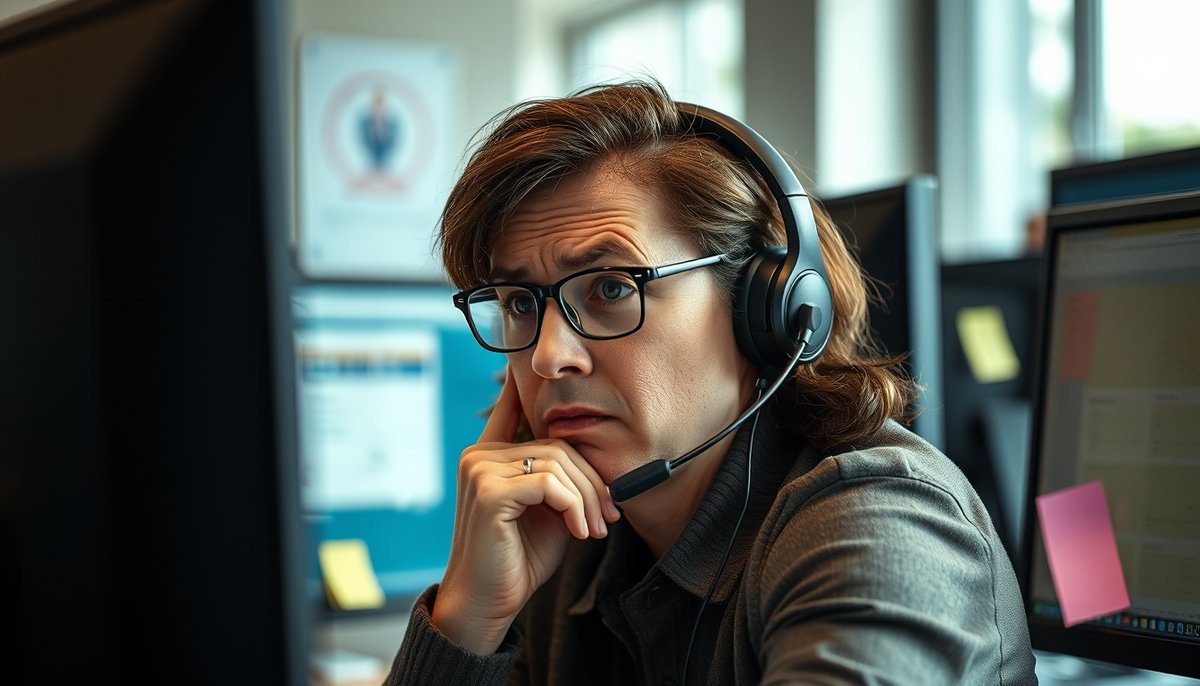 Representante de servicio al cliente gestionando limitaciones de chatbot