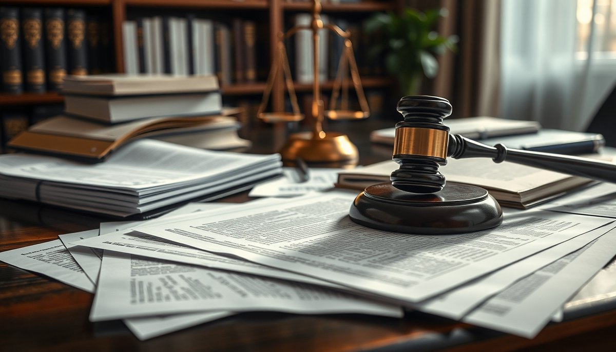 Documentación legal de insolvencia empresarial con código comercial español y papeles oficiales del tribunal en despacho Documentos legales de procedimientos de insolvencia y Código de Comercio en mesa de abogado