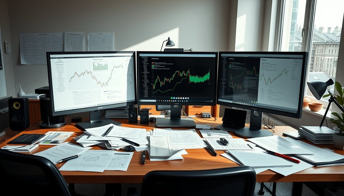 Workspace exitoso de SEO mostrando mejoras en rankings y perfiles de backlinks saludables en múltiples pantallas