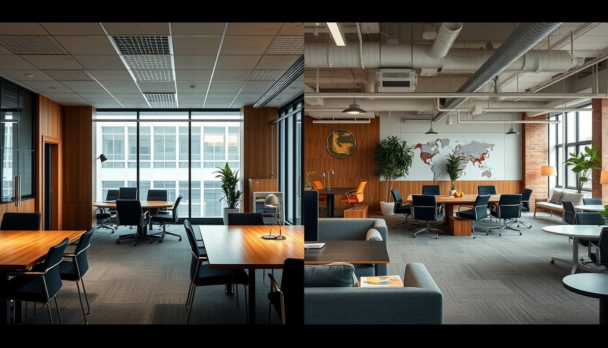 Comparación oficina tradicional corporativa vs espacio startup para modelos CVC interno externo