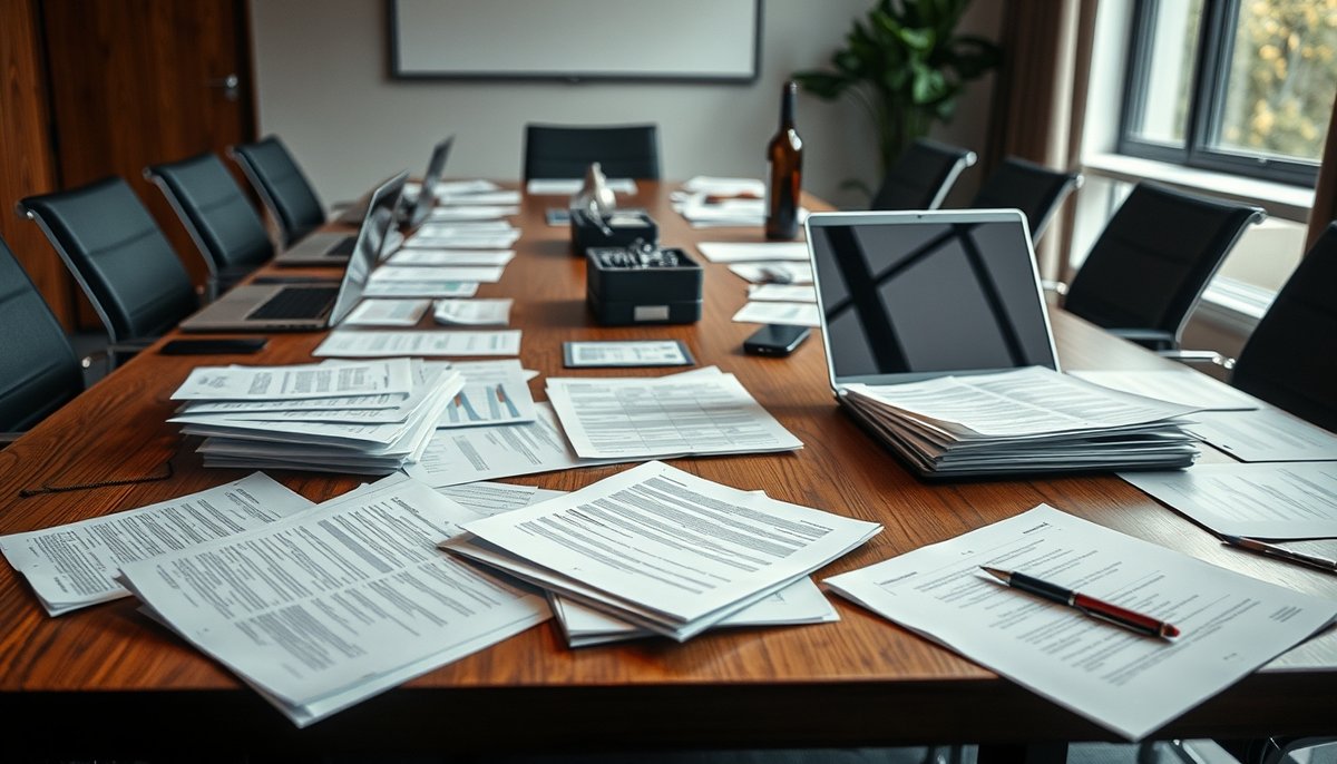 Documentos certificación B Corp y materiales auditoría en mesa
