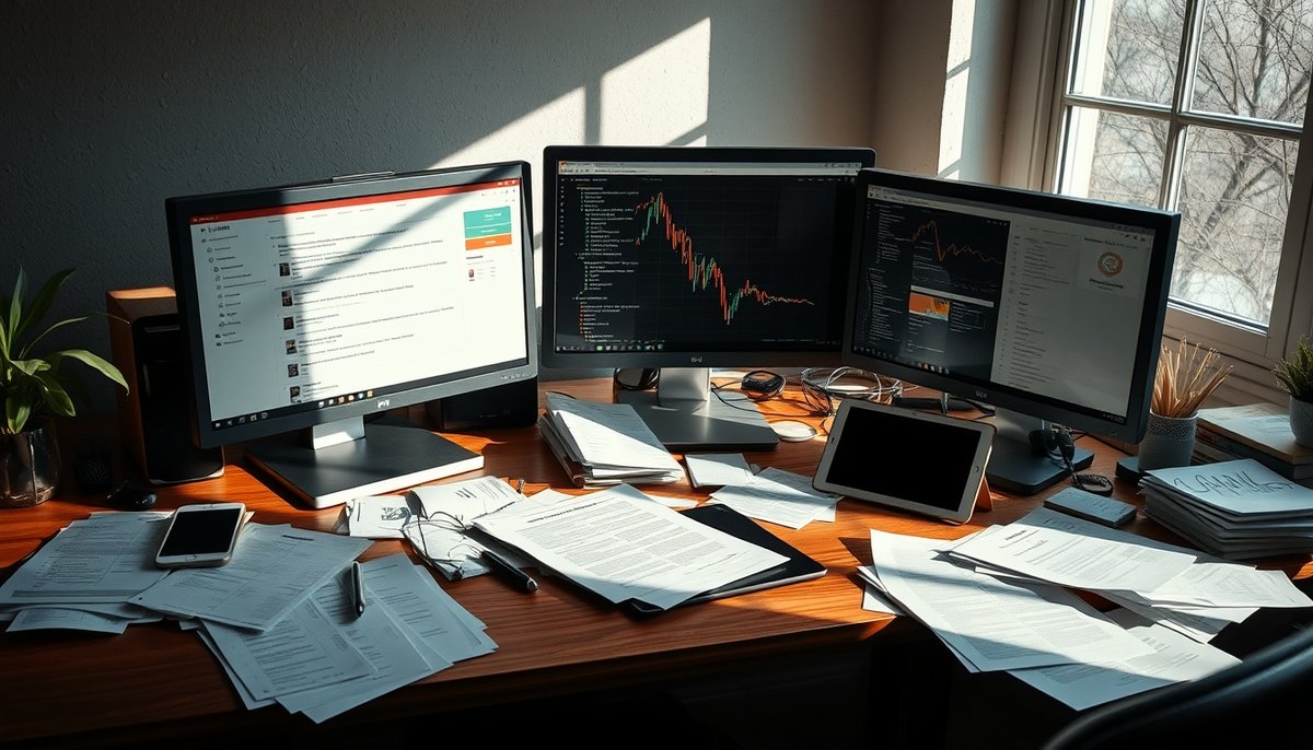 Espacio de trabajo creando plantilla personalizada con múltiples monitores y datos