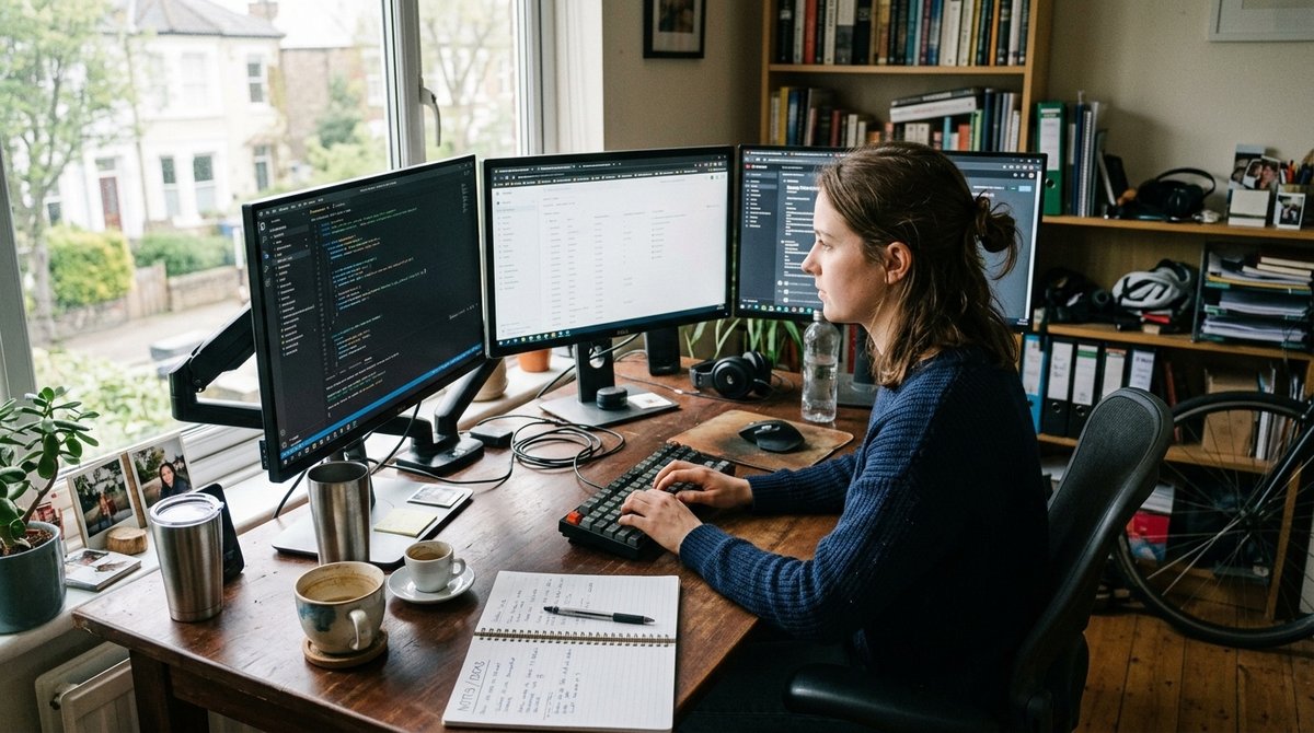 Gestión diaria de seguridad en hosting web con dashboards de monitoreo, certificados SSL y sistemas de backup en tiempo real Profesional gestionando seguridad web y certificados SSL en múltiples monitores