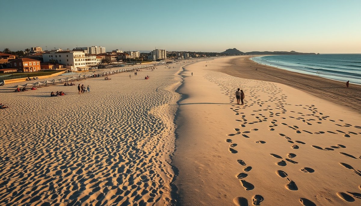 Playa de Tabarca comparando día lleno de turistas vs amanecer solitario y vacío