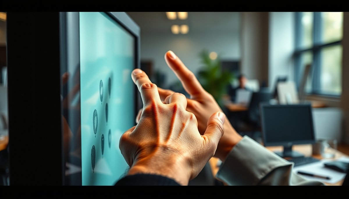 Manos señalando métricas CAC, LTV y flujo de caja en pantalla de computadora con análisis financiero