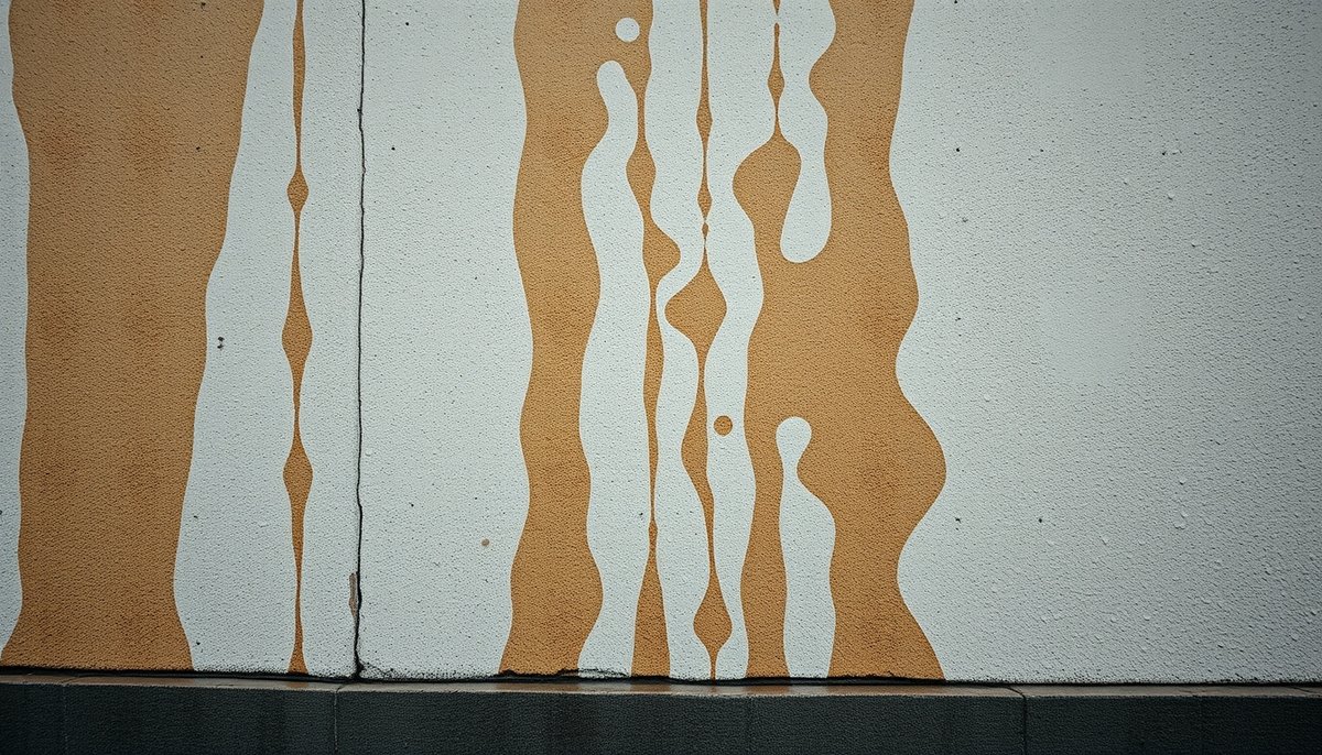 Pared exterior con manchas de humedad por filtración tras lluvia intensa