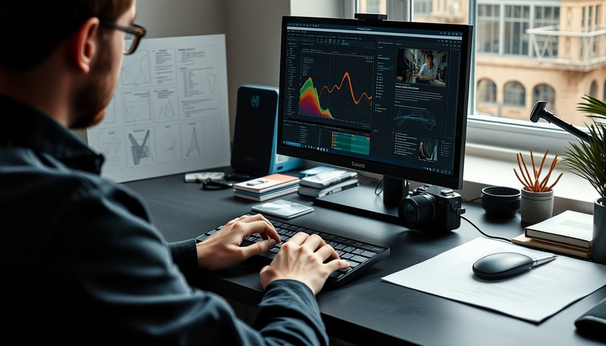 Freelancer creando portfolio profesional en plataformas como Upwork