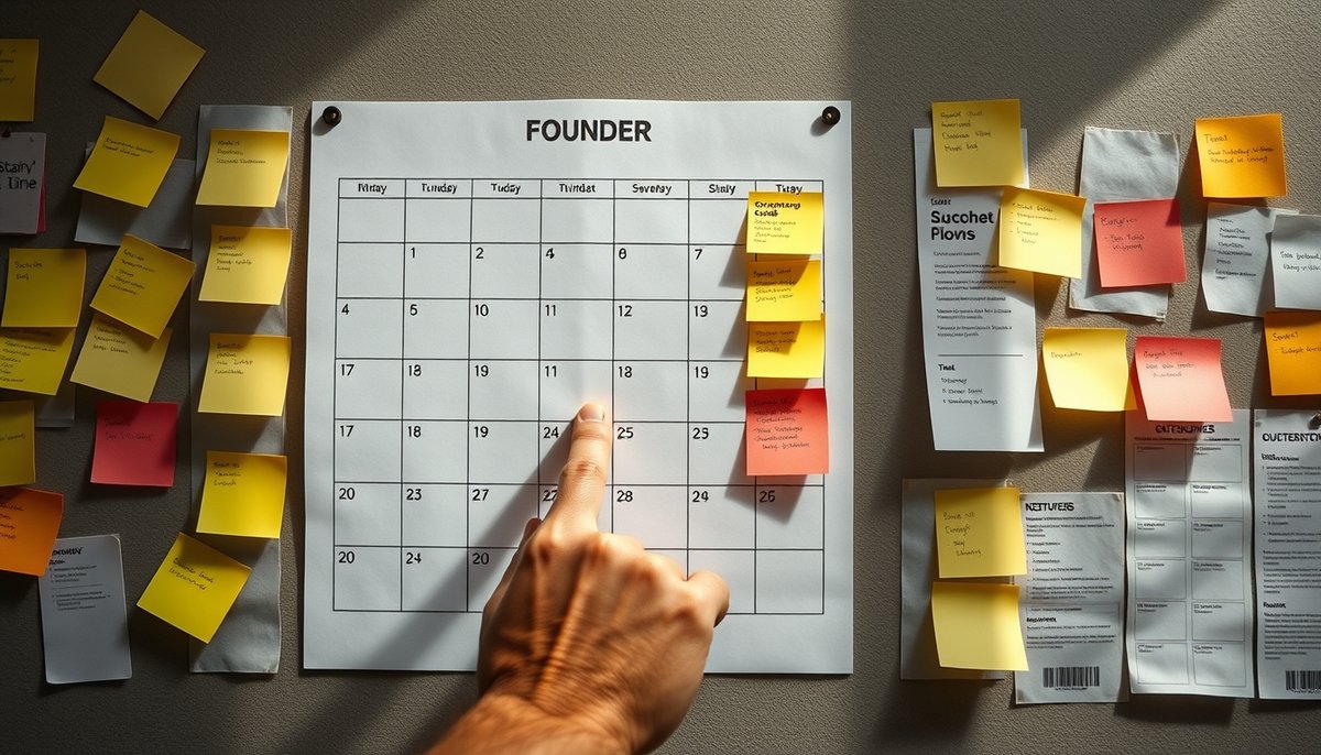 Calendario fundraising con fechas marcadas para hitos financiación startup y cronograma inversión