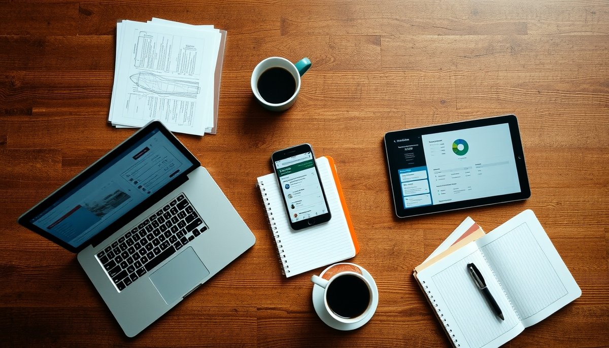 Evaluación de herramientas CRM para fundraising mostrando interfaces de Affinity, Visible.vc y HubSpot en laptop, tablet y smartphone Comparativa de plataformas CRM: Affinity, Visible.vc y HubSpot en diferentes dispositivos