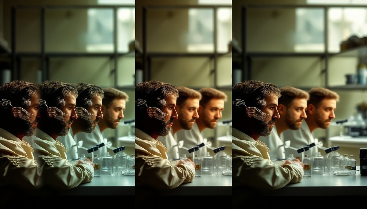 Secuencia técnica mostrando las fases de mejora de fotos: análisis, inferencia y reconstrucción con IA Proceso paso a paso de reconstrucción de imágenes con inteligencia artificial