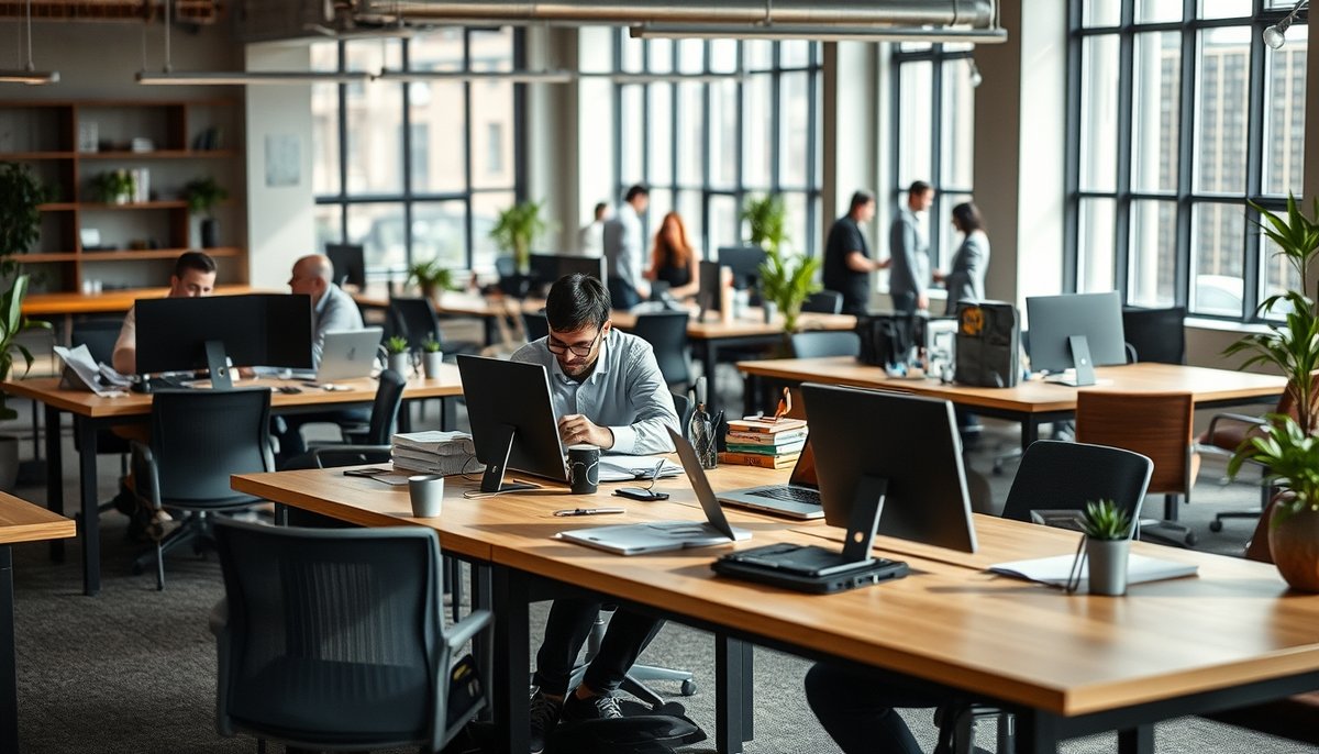 Coworking Badajoz - profesionales trabajando en espacios compartidos modernos