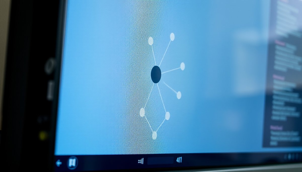 Diagrama de red mostrando conexiones de backlinks entre sitios web en pantalla