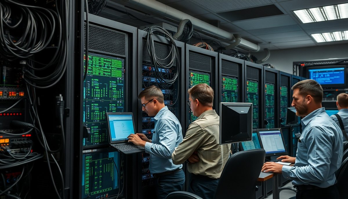 Profesionales TI trabajando en integración de sistemas CRM con infraestructura