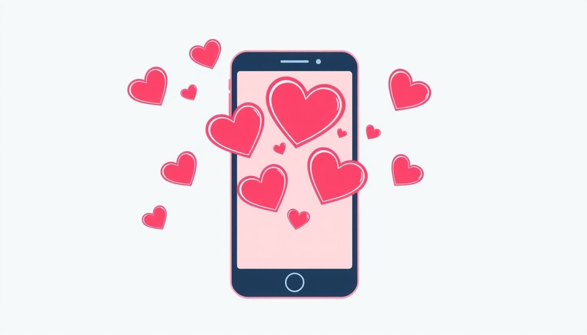 Smartphone con iconos apps intimidad y conexión digital parejas