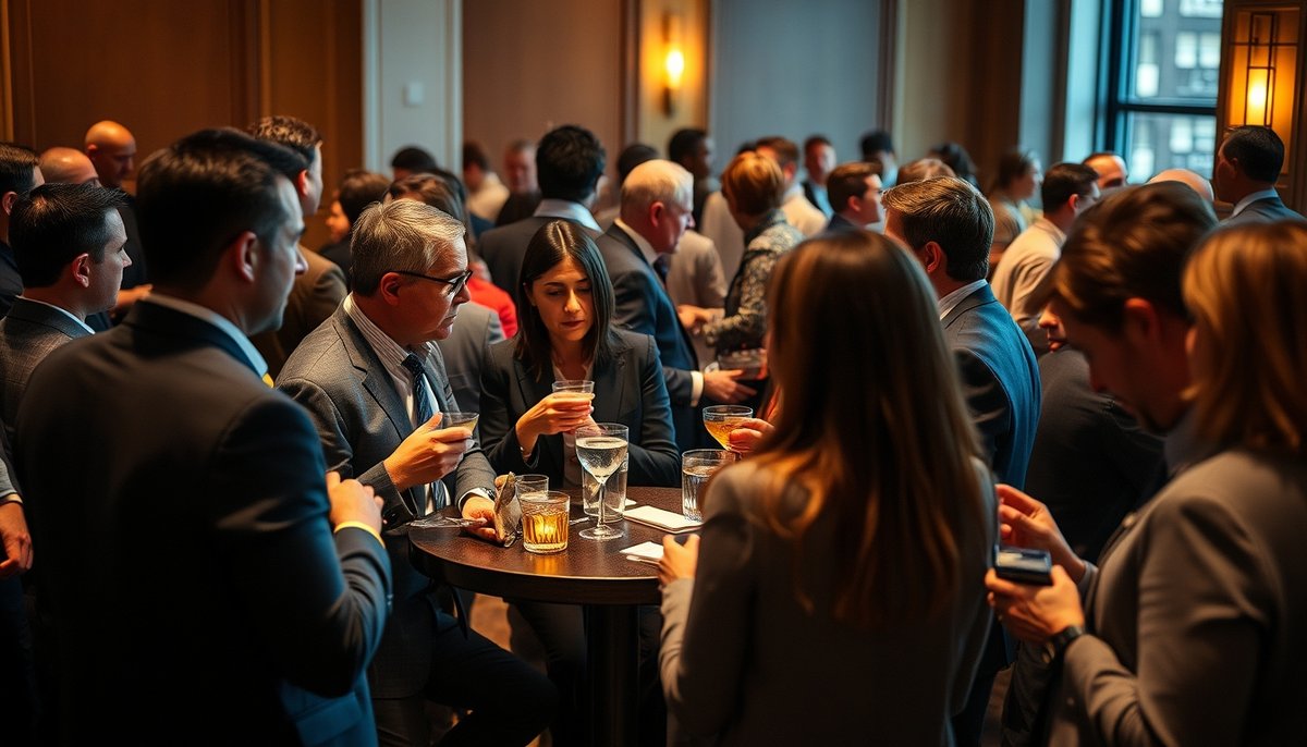 Evento networking emprendedores e inversores construyendo red contactos