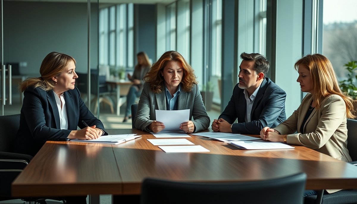 Cofundadores de startup en reunión sobre acuerdos y motivaciones